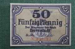Нотгельд города Херрнштадт, 50 пфеннигов. Herrnstadt, Силезия, Германия. 31 декабря 1919 года.