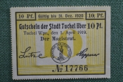 Нотгельд, бона город Тухоля, Тухел (Tuchel). 1 апреля 1919 года, Западная Пруссия  (Польша).