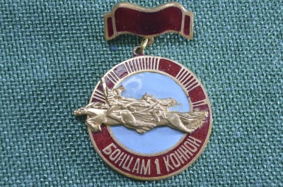 Знак памятный "Бойцам 1 конной" #1. Тяжелый металл, эмаль. 