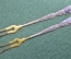 Вилки, вилочки миниатюрные для лимона (2 штуки). Серебро 875 пробы, позолота, чернение. Клеймю БЮ7.