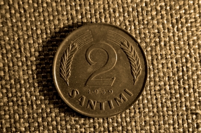 2 сантима 1939 года. Латвия
