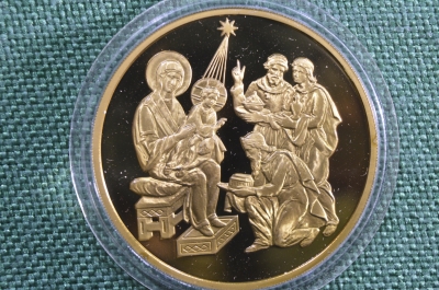 Настольная медаль, жетон "2000 лет Рождества Христова". Пруф, ММД.