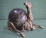 Верблюд. Латунь, камень змеевик. Уральские мастера, диаметр шара 80 мм.