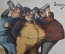 Старинная открытка, Привет из Мюнхена. Gruss aus Munchen. Три толстяка с пивом. Начало XX века.