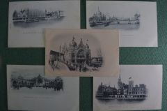 Старинные открытки, Всемирная выставка в Париже 1900 года (5 штук). Париж, Франция.