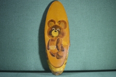 Панно деревянное "Олимпийский Мишка". Олимпиада 1980, СССР.
