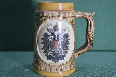 Кружка пивная керамическая "Вена, Австрия", Vienna Austria. Двухглавый орел.