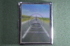 Портсигар металлический переливающийся с зажигалкой "Мерседес Mercedes".