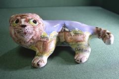 Панно настенное - статуэтка "Ползущий кот Смоленск". Керамика. Роспись.