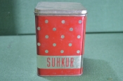 Банка жестяная в горошек для сыпучих продуктов 
