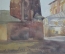 Картина "Церковь". Автор Ромодановская А.А. Бумага, акварель. 1957 г. СССР.