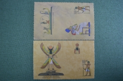 Открытки старинные "Боги Египта". 2 штуки. Египет до 1917 года.