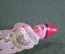Игрушка елочная стеклянная "Клоун с дудочкой, красный колпачок". Стекло, прищепка. #2. СССР.