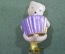 Елочная игрушка "Медвежонок, мишка с гармошкой, баяном" #2. Стекло, прищепка. СССР.