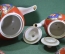 Чайный набор. Два чайника и 5 пиал. Большой и заварочный чайник. Фарфор, золочение. Песочное, СССР.
