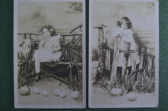 Почтовые открытки (2 штуки) "Девочка с ягненком, Девочка у забора". Европа.