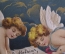 Старинная открытка "Ангелы на стреле. Поздравление". Тиснение, Европа.