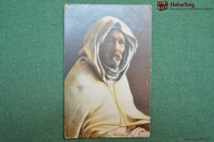 Колониальная открытка, арабский мужчина в капюшоне. Северная Африка. "Scenes et Types - Vicil Arabe"