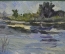 Картина "Рыбалка на озере". Масло, картон. Художник И. Сорокин. 1970-е годы.