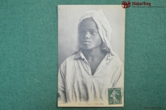 Колониальная открытка фотография. Девушка в белой рубахе. Северная Африка."Negre"