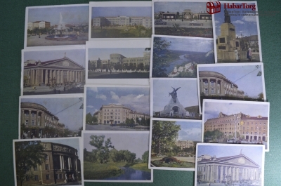 Открытки (набор, 16 шт.). Виды, архитектура. Город Луганск, Советская Украина. 1957 год.