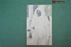 Колониальная открытка фотография. Женщина в чадре. Тунис. "Femme Tinisienne vorlee"