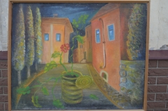 Картина габаритная "Ночное свидание на улице Гурзуфа". Холст, масло. Автор неизвестен.