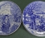 Комплект тарелок "Сценки, деревенская жизнь" (4 шт.). Фарфор, Royal Delfts Blauw. Голландия. 