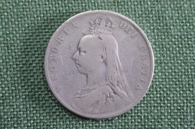 1/2 кроны 1891 года. Королева Виктория. Серебро. Великобритания.