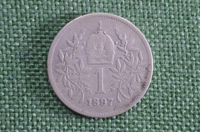 Монета 1 крона 1897 года. Серебро. Австрия, Австро-Венгрия, Франц Иосиф I. Серебро. 