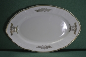 Блюдо овальное фарфоровое Бернадотте, Богемия, Чехословакия. Фарфор, позолота. Bernadotte, Boheme. Блюдо овальное фарфоровое Бернадотте, Богемия, Чехословакия. Фарфор, позолота. Bernadotte, Boheme.