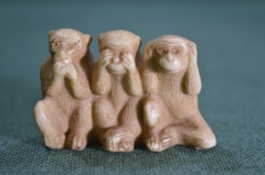 Статуэтка миниатюра "Три обезьяны. Ничего не вижу, ничего не слышу, ничего не скажу".  