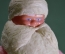 Дед Мороз. Ватный, с пластиковой основой. Розовая шуба. Высота 25 см. СССР.
