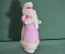 Дед Мороз. Ватный, с пластиковой основой. Розовая шуба. Высота 25 см. СССР.