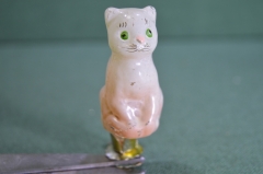 Елочная стеклянная игрушка "Кошка, котенок". Стекло, прищепка.
