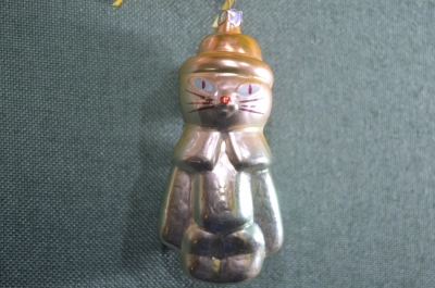  Игрушка елочная стеклянная "Кот в сапогах" #2. Стекло, СССР.