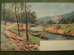 Открытка "Вид на мост через реку".  R.W.F. Ser. 11/2. Чистая. Начало XX века.