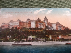 Открытка "Королевский дворец. Будапешт". Вид с реки. Kiralyi var. 1920-е годы.