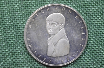 Монета 5 марок 1977 года. Генрих фон Клейст. ФРГ. Серебро Ag. #1