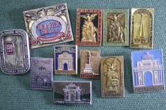 Значки "Отечественная война 1912 года. Смоленск, Вязьма, Тарутино, Триумфальная арка". (11 штук)