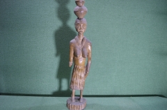 Статуэтка африканская, деревянная фигурка "Женщина с кувшином". Дерево, Африка.