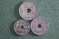 Набор монет 5-10-20 лепта 1910 год. Греция.
