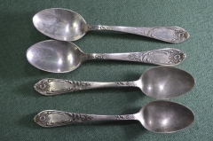 Ложки 14 см. (4 штуки). Мельхиор, ЗИШ, МНЦ. Знак качества. СССР.