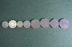 Набор монет 5 10 25 50 100 250 500 филсов 1 динар 1975-1990 Ирак. 