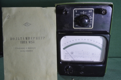 Вольтамперметр М253. Вольтметр, амперметр. Бакелит. Прибор измерения напряжения, тока. Тестер. 1970