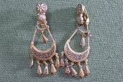Серьги, сережки с подвесками. Восточный стиль. Клеймо ЛЮ1М. В ремонт.