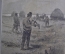 Старинная репродукция "Осенняя жатва, крестьянин точит косу". Н. Каразин, 1889