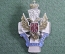 Значок "Санкт-Петербург". Двуглавый орел, герб, якоря, корона. Легкий металл.