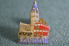 Знак, значок "Лондон. Лондонское такси, автобус, Биг-Бен". London. Тяжелый металл, цанга.