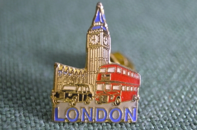 Знак, значок "Лондон. Лондонское такси, автобус, Биг-Бен". London. Тяжелый металл, цанга.